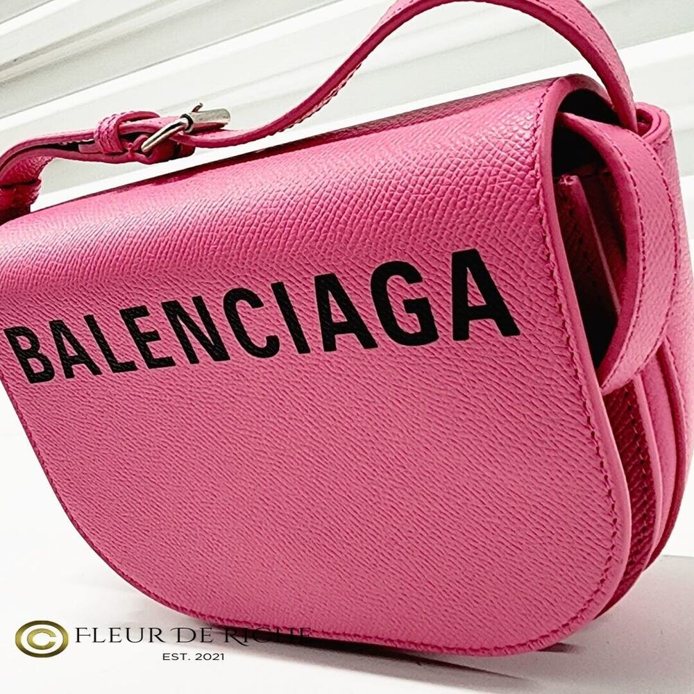 Balenciaga Logo Print Ville Day XS Shoulder Bag Bubblegum Pink 550639